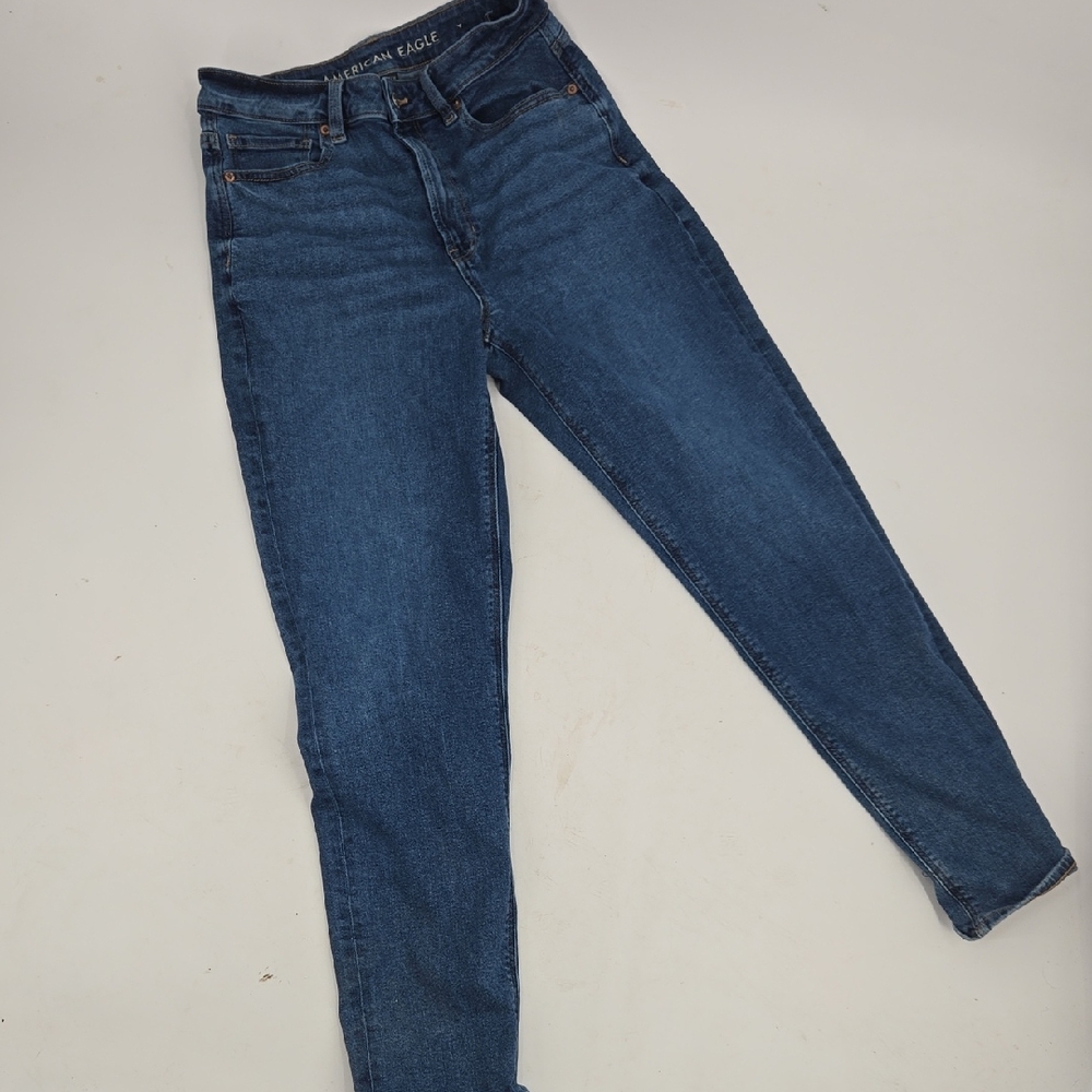 American Eagle Outfitters Women's Dark Blue Skinny Jeans Mom Jean 6 Long
